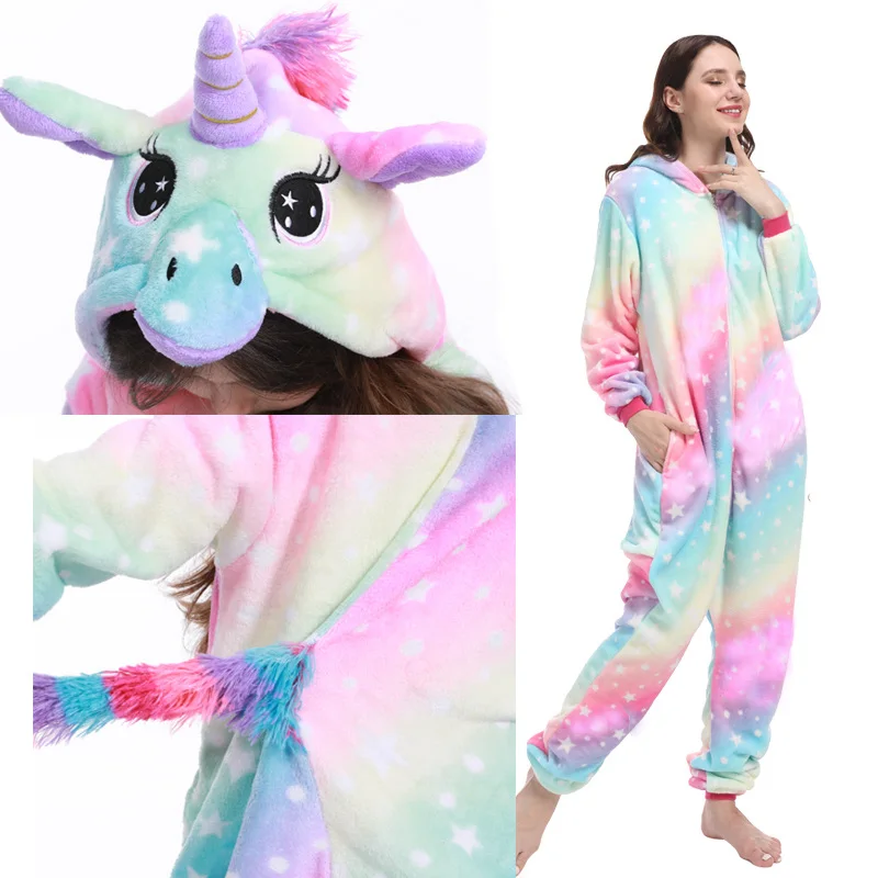 Adults Kigurumi Lion Panda Deer Dalmatians Animal Overall Hooded Jumpsuit with Zipper Women Pajamas One Piece Pijamas Plus Size - Image 4
